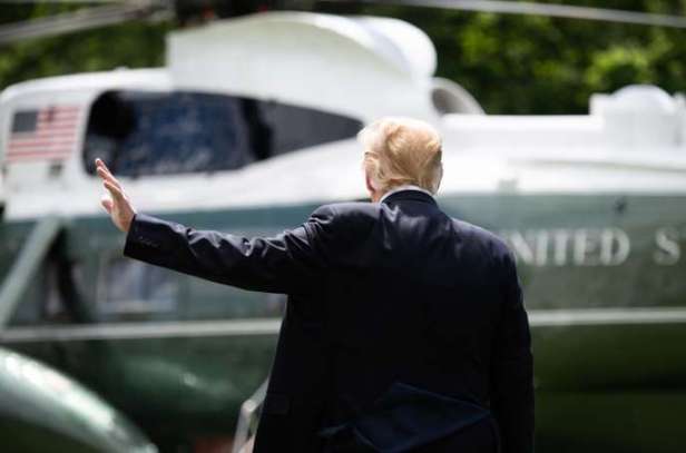US President Donald Trump departs the White House for Louisiana